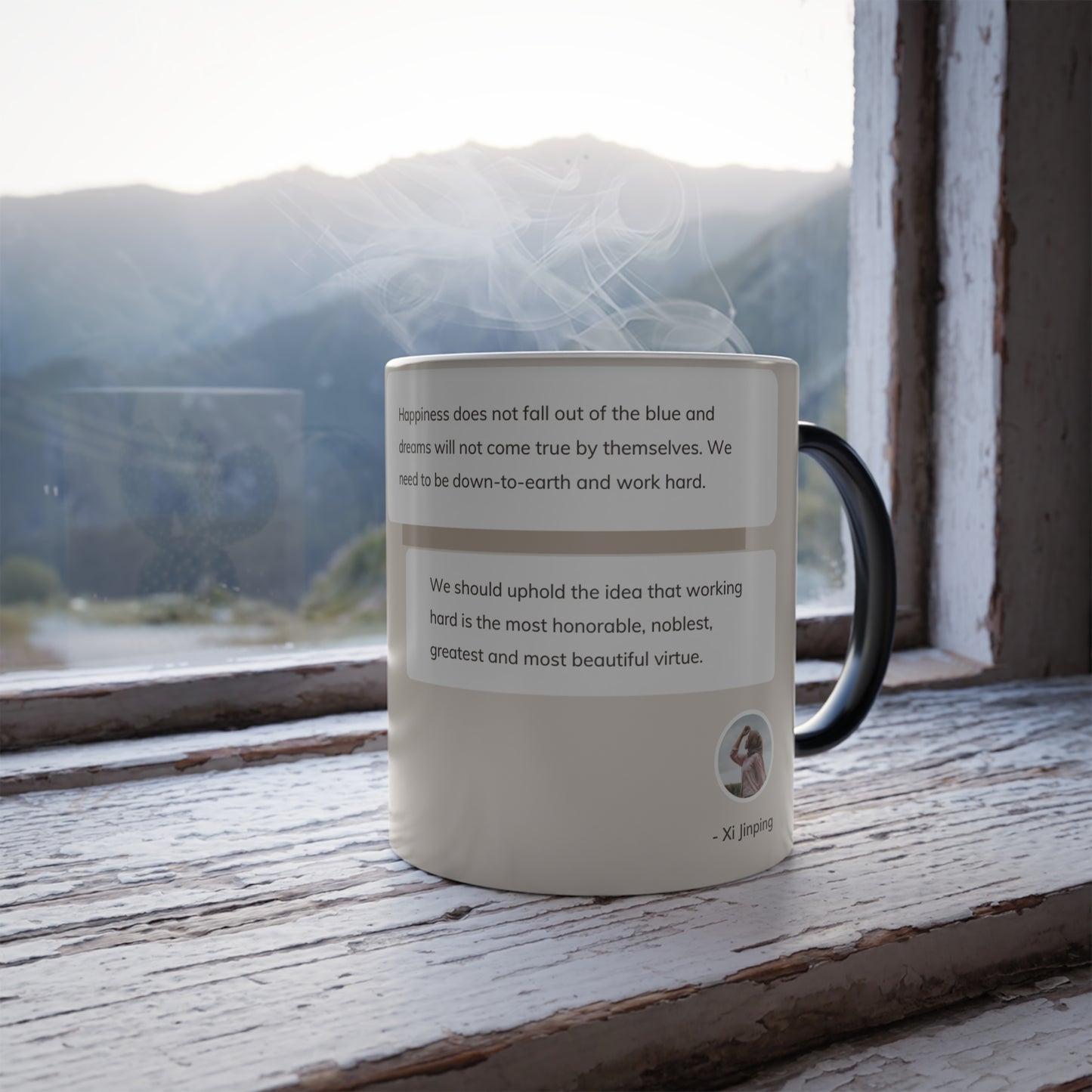 Felicidad hecha a sí misma, taza que cambia de color, 11 oz